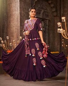 V8 2347 PRE ORDER Purple Embroidery Navratri lehenga choli. ચણીયા ચોલી, Garba Dress, Navratri Garba, Navratri Dress, Navratri Chaniya Choli, Lehenga Designs Simple, Choli Designs, Navratri Special, Party Wear Indian Dresses