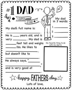 father's day worksheet with the words dad and his son on it