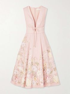 ZIMMERMANN Waverly pleated floral-print linen midi dress Zimmerman Dresses, Dining Table Ideas, Zimmerman Dress, Pink Closet, Casual Glam, Wooden Dining Table, Chubby Cheeks, Elegant Dinner, Linen Midi Dress