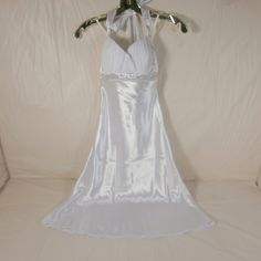 Bora Women's Dress New Color White 100% Polyester Size Small 28 Inches Around Chest 40 Inches Long 28 Inches Around Waist P78 Fitted White Satin Halter Dress, White Fitted Satin Halter Dress, Small White Dress, New Color, New Fashion, New Dress, Women's Dress, Slip Dress, White Dress