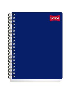 a blue spiral notebook with the word scrubs on it's front and side