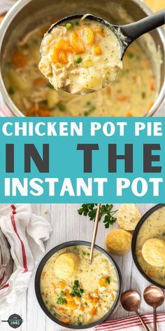 A big bowl of Instant Pot Chicken Pot Pie is delicious homemade comfort food. This tasty dinner has a flavorful creamy base paired with LOTS of veggies and delicious tender chicken. No pressure cooker? No problem! You’ll also find directions to make this on the stovetop. Instant Pot Soup, Healthy Instant Pot Recipes, Instant Pot Dinner Recipes