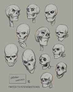 several different types of skulls and their faces are shown in this drawing lesson for beginners