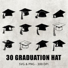 graduation hats svg and png - 300 dpi