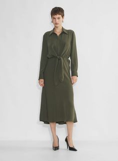 ABBEY DRESS Workwear Women Dress, Blouson Dress With Sleeves, Whistles Alba Dress, Satin Button Up, 2024 Style, Bias Cut Skirt, 70s Boho, Easy Shape, Cozy Gift