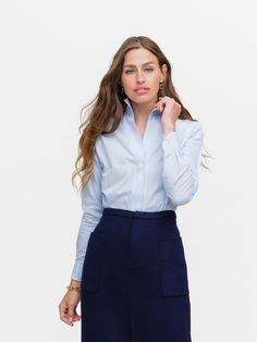 LIGHT BLUE TWILL Our best-selling Signature Shirt in a classic light blue twill. Into The Blue, Pale Blue, Baby Blue, Light Blue, One Piece, How To Wear, Blue, Clothes