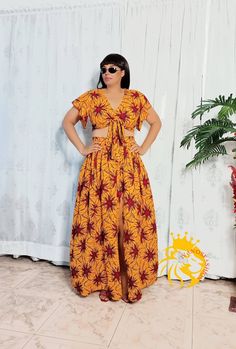 Look elegant in this beautiful African wrap crop top with a skirt. African Shirt Dress, African Suit, Kente Dress, African Prom Dresses, Ankara Gowns, African Maxi Dresses, Dress African, African Shirts, Fishtail Dress