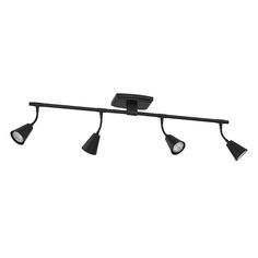 three light black track lighting fixture