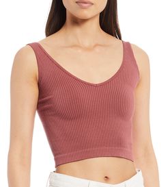 From Free People&#x2C; this cropped cami features:soft ribbed knit fabrication v-necklinesleeveless pull-on constructionrayon/nylon/spandexhand wash Imported. Seamless Stretch V-neck Camisole, Seamless V-neck Top For Summer, Stretch Ribbed V-neck Tank Top, Fitted Ribbed V-neck Tank Top, Casual Seamless V-neck Camisole, Ribbed V-neck Elastane Top, Trendy V-neck Tank Top, Chic V-neck Seamless Crop Top, Stretch Seamless V-neck Top