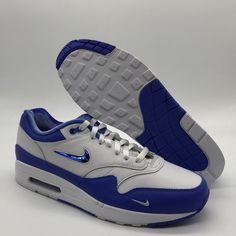 066824 New No Box “Nby” Nike Air Max Blue Shoes With Branded Insole, Blue Nike Air Max With Breathable Design, Sporty Blue Nike Air Max With Breathable Material, Nike Blue Synthetic Sneakers, Blue Nike Air Max Breathable Streetwear, Nike Shoes New, Nike Air Max 1, Mens Nike Air, Air Max 1