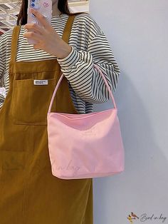 Bird in Bag - Adeline Solid Color Minimalist Style Large Capacity Shoulder Bag With Ette Color Minimalist, Bag Bag, Bird In Bag, Square Bag, Minimalist Style, Polyester Material, Minimalist Fashion, Top Handle, Solid Color