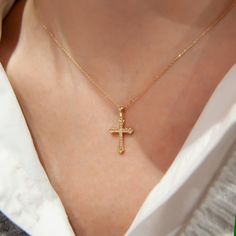 14K Gold Diamond Cross Necklace! Cross Necklace For Women! Cross Necklace Gold! Cross Necklace for Men, Cross Necklace Women! Communion Confirmation Gift! All items in our store are 100 % handmade products. Don't forget to add the store to your favorites to be informed about discounts. We recommend that you remove your jewelry before doing any activity that may be considered abrasive. ❤️All products are made with love, labor and care. They bring you the best wishes. 🎁 All products are sent in s Gold Plated Cross Necklace For Gift, Yellow Gold Pendant Cross Necklace For Gift, Gold Plated Pendant Cross Necklace Gift, Men Cross Necklace, Gold Diamond Cross Necklace, Cross Necklace Gold, Cross Necklace Women, Diamond Cross Necklace Gold, Gold-tone Cross Pendant Jewelry Gift