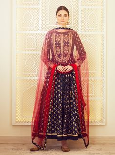 Navy Blue Anarkali, Kurta Skirt, Kurta With Dupatta, Anarkali With Dupatta, Blue Anarkali, Diwali Outfits, Embroidered Anarkali, Long Kurta, Casual Tunics