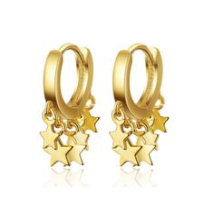 "IMPORTANT!! PLEASE LEAVE YOUR TELEPHONE NUMBER AS A NOTE AT CHECKOUT AS IT'S REQUIRED BY DHL IN ORDER TO BE ABLE TO CONTACT YOU AND SCHEDULE DELIVERY! * Beautiful 24k gold filled star hoops * Hoops diameter : 0.4\" * Total length : 0.7\" * Hypo-allergic / Nickel & Lead Free * For any questions or custom made orders please do not hesitate to contact me!" Gold-plated Hoop Earrings With Star Charm, Gold Plated Star-shaped Hoop Earrings, Star-shaped Gold Plated Hoop Earrings In Yellow Gold, Gold Plated Star Shaped Hoop Earrings, Gold Star Charm Hoop Earrings, Gold Plated Hoop Earrings With Star Charm, Gold Small Hoop Earrings With Star Charm, Small Gold Hoop Earrings With Star Charm, Gold Huggie Hoop Earrings With Star Charm