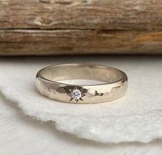 Star Wedding Ring, Star Wedding Band, Stars Ring, Stars Wedding, Gold Band Wedding Ring, Band Wedding Ring, Star Motif, Round Diamond Setting, Classic Wedding Band