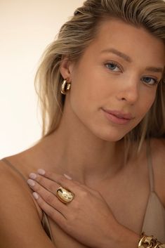 Jennifer Fisher natasha huggie earrings in yellow gold. Available in Silver or 14K Yellow Gold Post, 10K Yellow Gold Plated Brass Inside Diameter: 0.6", Outside Diameter: 1", Thickness: 6mm Named after Jennifer's best friend Natasha, the Natasha Huggies are the perfect bridge between the Lilly and Samira hoop, making them a great everyday addition to your JF hoop collection. Sold as a pair. 14k Gold Filled Huggie Jewelry, Tarnish Resistant Recycled Gold Huggie Earrings, Luxury Gold Huggie Earrings As Gift, Fine Gold Huggie Jewelry, Luxury Gold Huggie Earrings For Gift, Everyday White Gold Plated Huggie Earrings, Gold Tarnish-resistant Huggie Jewelry, Minimalist Gold Huggie Jewelry, Classic Huggie Earrings In Recycled Gold