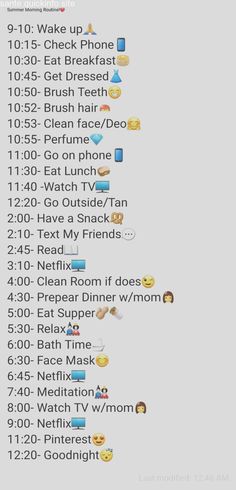 Summer Daily Routine For Teens, Summer Routine For Teens, School Routine For Teens, Daily Routine Schedule, Morning Routine School, Beauty Routine Checklist, After School Routine, School Routine, Kids Schedule