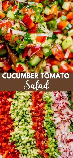 cucumber tomato salad with red onion, celery, and green onions