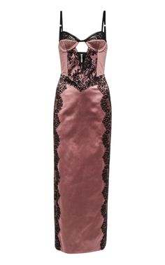 Inspired by the glamour of Hollywood’s golden era, Gucci’s pink duchesse-silk satin dress is trimmed with black lace and sculpted with semi-padded underwired cups.Pink silk duchesseLace detailInterlocking G zip pullerHalf lined;Spaghetti strapsCut-out detail at the frontZip closureFabric 1: 100% silkFabric 2: 79% polyamide, 21% elastaneLining: 76% acetate, 24% silkMade in Italy Dolce & Gabbana Velvet Rose Dress, Luxury Embellished Gucci Dresses, Robes Glamour, Silk Satin Dress, International Clothing, Runway Dresses, Luxury Women Fashion, Satin Midi Dress, Mode Inspo