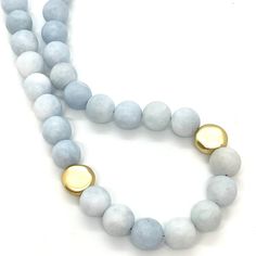 Matte Aquamarine With Matte Gold Flat Bead Necklace Measures 18 " With Toggle Closure Made In The USA Style Number DN934 Flat Bead Necklace, Gold Flats, Matte Gold, Bead Necklace, Made In The Usa, Aquamarine, Sale Items, Beaded Necklace, Personalized Items