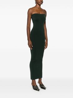 Find WOLFORD Fatal Maxi Dress on Editorialist. forest green stretch-jersey bodycon design strapless unlined straight hem mid-length Green Stretch Bodycon Dress With Straight Neckline, Green Bodycon Dress With Straight Neckline, Green Midi-length Bodycon Dress, Fitted Strapless Dress For Fall, Fitted Strapless Fall Dress, Strapless Green Bodycon Dress For Date Night, Chic Green Elastane Bodycon Dress, Fitted Bandeau Elastane Dress, Fitted Bandeau Dress In Elastane