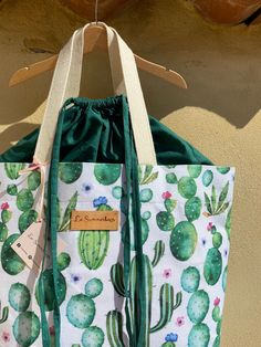 CACTUS BAG Summerbags are good mood bags, designed for the beach but perfect to use in your free time too! Handcrafted by Cristina in her workshop in Sardinia, with reinforced and resistant materials, to ensure a durable product over the years! They have two internal pockets to quickly find keys and small objects and an anti-sand closure with double drawstring! Very roomy and practical to be folded and carried in a suitcase! You can choose the single bag, the normal set (consisting of a bag, min Summer Cotton Shoulder Bag For Daily Use, Summer Cotton Shoulder Bag Rectangular, Summer Cotton Rectangular Shoulder Bag, Green Casual Gift Bag, Bohemian Summer Canvas Bag, Casual Green Gift Bag, Casual Green Shoulder Bag As Gift, Casual Green Shoulder Bag Suitable As A Gift, Summer Cotton Bags For Daily Use