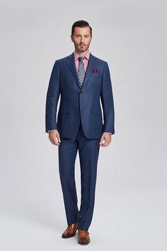 Notch Lapel Flap Pocket Navy Blue Mens Business Suits-showprettydress Blue Single Button Formal Suits, Blue Three-piece Suit For Formal Occasions, Blue Professional Three-piece Suit For Formal Occasions, Professional Blue Formal Sets, Formal Blue Sets With Notch Lapel, Blue Double Breasted Single Button Suit For Formal Occasions, Formal Single Breasted Custom Fit Sets, Formal Custom Fit Single Breasted Sets, Formal Single-breasted Custom Fit Sets