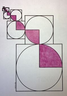 an abstract drawing with pink and white shapes