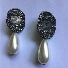 Antique Vintage Edwardian Era Sterling Pearl Drop Earrings Monogrammed Jewelry 1920s Jewelry, Monogram Earrings, Jewelry Antique, Monogram Jewelry, Edwardian Era, Antique Earrings, Earrings Color, Pearl Drop Earrings, Pearl Drop