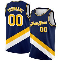 Represent your distinct look with this custom basketball jersey from our web. It boasts stitched tackle twill name & number and classic trims along with moisture-wicking technology for added comfort. Features: 1. Material: 100% Recycled Polyester 2. Stitched team or player name and numbers 3. Fit: Jerseys have an athletic cut. For a looser fit, we recommend ordering one size larger than you normally wear 4. Moisture-wicking fabric has spongy handle, good draping property and elasticity as well a Custom Basketball Jersey, Blue Football, Custom Basketball, Custom Fans, Custom Jerseys, Navy Gold, Basketball Jersey, Moisture Wicking Fabric, Mesh Fabric