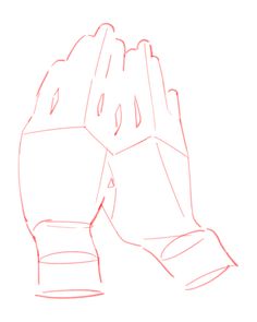 a drawing of a pair of gloves with one hand in the middle and two fingers out