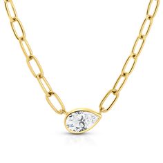 1.00 Carat Pear Shape Link Necklace Diamonds By The Yard, White Gold Necklace, Linking Rings, Necklace Shop, Solitaire Necklaces, White Gold Necklaces, Tennis Necklace, Domed Ring, Tennis Bracelet Diamond