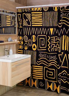 Tribal Bathroom African Shower Curtain Mudcloth Print African Shower Curtain, Afro Boho, African Hut, African Architecture, African Interior, Afrique Art, Bath Tubs, African Home Decor, African Decor