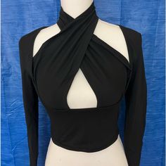 Women’s Crop Top Comes In Black Or Cream. Size M,L,And Xl Stretch Crisscross Top For Night Out, Black Tops With Crisscross Straps For Spring, Black Cross-tied Top For Spring, Chic Black Tops With Crisscross Straps, Chic Black Top With Crisscross Straps, Trendy Crisscross Tops For Night Out, Crisscross Cross-tied Tops For Night Out, Fitted Black Tops With Crisscross Straps, Chic Crisscross Top With Cross-tied Detail