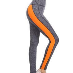 Use These Pants For Working Out Or Just Running Errands. Look At The Pink Stripe Picture. The Pants Are More Of A Dark Blue With The Orange And Pink Stripe Neon Stripes, Fitness Pants, Orange And Pink, Pants Color, Pink Stripes, Yoga Leggings, Orange Pink, Workout Pants, Working Out