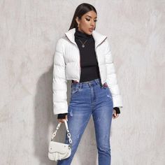 Layer Up In Style With This Must-Have Puffer Jacket. Featuring A White Material With A Cropped Boyfriend Fit And A Zip Fastening, We Are Totally Obsessing Over This Style. Tags: White Puffer Jacket, Puffer Jacket, Puffer Coat, White Puffer Coat Trendy White Winter Outerwear, Trendy White Outerwear For Fall, Trendy White Hooded Puffer Jacket, Trendy Winter White Puffer Jacket For Spring, White Fitted Cropped Jacket For Winter, Casual White Winter Outerwear, Trendy White Long Sleeve Outerwear, Trendy White Puffer Jacket With Long Sleeves, White Long Sleeve Puffer Jacket For Winter