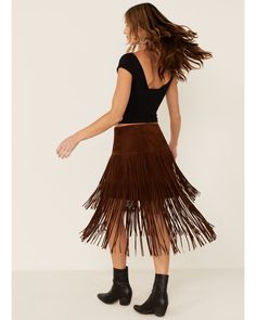 Stetson Women's Brown Fringe Suede Skirt, Brown Suede Fringe Skirt Outfit, Fringe Skirt Outfit, Fringe Skirts, Womens Leather Skirt, Cowgirl Skirt, Fringe Mini Skirt, Suede Fringe Skirt, Western Skirts, Brown Fringe