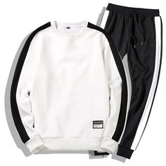 Gender:Men Closure Type:None Decoration:Pattern Sleeve Length(cm):Full Material:Polyester, Fleece Pant Closure Type:Elastic Waist Pattern Type:Print Collar:O-Neck Style:Casual Model Numbe:HH5711 White Long Sleeve Sporty Tracksuit, White Tracksuit For Winter Streetwear, White Winter Tracksuit For Streetwear, White Fleece Tracksuit For Winter, White Long Sleeve Tracksuit For Fall, White Crew Neck Tracksuit For Sports, White Cotton Tracksuit For Fall, White Fleece Tracksuit With Ribbed Cuffs, White Fleece Athleisure Tracksuit