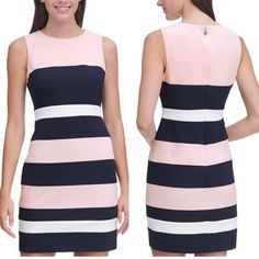 Gorgeous Tommy Hilfiger Striped Shift Dress. Work, Church, Date Night, The Possibilities Are Endless! Details: * Rounded Neckline * Hidden Back Zip * Th Emblem On Zipper * Pink, Black & White Stripes Measurements Laying Flat: * Bust: 18” Waist: 15” Length: 36” Tommy Hilfiger Pink Spring Dresses, Tommy Hilfiger Summer Mini Dress, Tommy Hilfiger Sheath Dress For Spring, Tommy Hilfiger Spring Mini Dresses, Church Date, Long Sleeve Striped Dress, Short Shift Dress, Black And Silver Dress, Green Shirt Dress