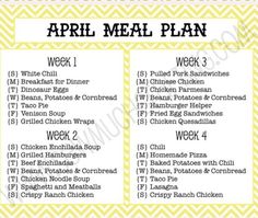 the menu for an appeti meal plan