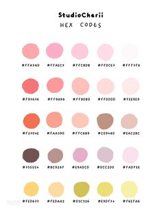 the color chart for studiochiri's hex colors