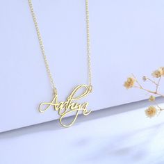 "PERSONALIZED SILVER NAME NECKLACE  Express yourself with our Personalized Name Necklace! With 30 fonts and 3 metals finishes to choose from, you can create a unique look true to who you are. -Material: High Quality 925 Sterling Silver -Finish: Sterling Silver, Gold and Rose Gold  -Sizing: When we say the Personalized Name Necklace is customizable, we mean it! Even the chain length can be easily adjusted between 14\" and 24\" for comfort.  HOW TO ORDER Simply use the 'PERSONALIZATION BOX' to let us know the NAME or WORD you would like. Please specify which font you would like in the dropdown menu, along with the metal and finish. OTHER INFORMATION -All items are nicely packaged ready to gift in elegant jewelry boxes. Our jewelry boxes are reusable and recyclable. SHIPPING TIME -This design Metal Charm Necklaces For Mother's Day Anniversary, Metal Charm Necklace For Mother's Day Anniversary, Metal Charm Necklaces For Mother's Day Gift, Metal Charm Necklace For Mother's Day Gift, Mother's Day Metal Charm Necklaces, Metal Necklace For Mother's Day Anniversary, Personalized Nameplate Metal Necklace, Mother's Day Metal Charm Necklace Gift, Mother's Day Gift Metal Necklace