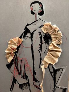 a piece of art that has been altered to look like a woman's dress