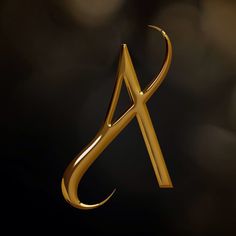 the letter a in gold on a black background