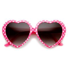 Womens Oversized Polk-Dot Heart Shaped Sunglasses Heart-shaped Sunglasses With Heart Print, Cute Heart Print Sunglasses For Valentine's Day, Playful Heart-shaped Sunglasses With Uv Protection, Playful Heart-shaped Sunglasses With Gradient Lenses, Summer Beach Sunglasses With Heart Print, Heart Print Sunglasses For Valentine's Day Beach Outing, Heart-shaped Sunglasses With Heart Print For Summer, Fun Heart-shaped Sunglasses With Heart Print, Fun Heart Print Sunglasses For Valentine's Day