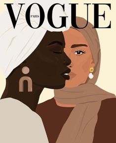 an illustration of two women kissing each other on the cover of magazine vogee