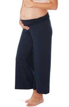 A high wide waistband supports your bump and postpartum figure in these supersoft ankle pants finished with breezy legs. 96% lyocell, 4% elastane Machine wash, dry flat Imported Versatile Solid Bottoms For Relaxation, High Waist Stretch Bottoms For Relaxation, Versatile Relaxed Fit Elastane Yoga Pants, Elastane Pants With Wide Waistband For Loungewear, Maternity Bottoms With Elastic Waistband And Stretch, Maternity Stretch Bottoms With Elastic Waistband, Versatile Loungewear Bottoms With Wide Waistband, Wide Waistband Bottoms For Loungewear, Versatile Loungewear Yoga Pants With Wide Waistband