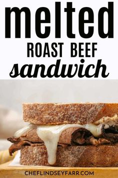 a roast beef sandwich with melted cheese on it