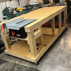 a workbench with a table sawing on it