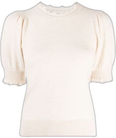 White Ribbed Cashmere Tops, Ruffled Crew Neck Knit Top, Crew Neck Knit Top With Ruffles, Fitted Ruffle Crew Neck Knit Top, Fitted Crew Neck Knit Top With Ruffles, Fitted Ruffle Knit Top With Crew Neck, White Fine Knit Cashmere Top, Fitted Cream Crew Neck Knit Top, Elegant White Crew Neck Knit Top